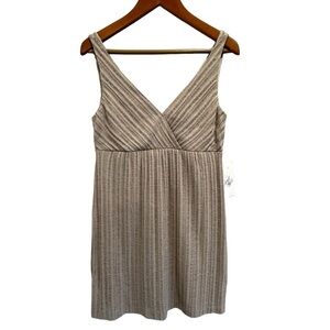 Suzi chin for Maggie boutique beige textured sleeveless vneck dress